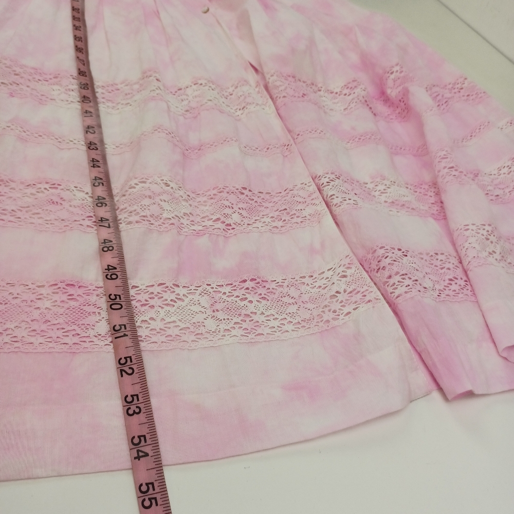 LoveShackFancy Edie Dress Size XS Women Feminine Cotton Tie Dye In Peony Pink - Picture 14 of 16